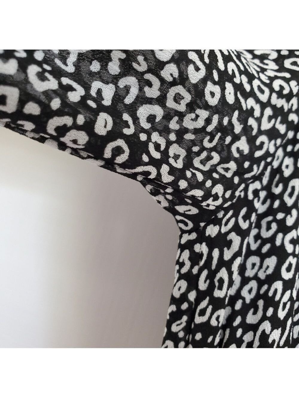 ANTHROPOLOGIE MAEVE 'CAROLYN' DRESS MINI LEOPARD PRINT BLK WHT WOMENS (XS) - Picture 9 of 15